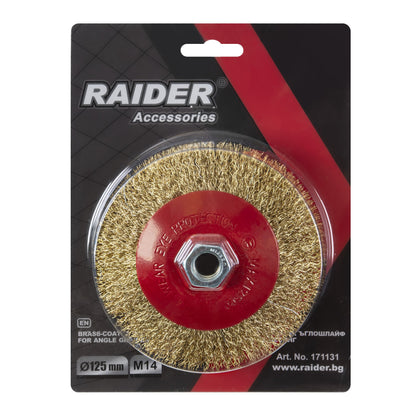 Raider Accessories Perie conica din sarma alamita ø125mm polizor unghiular