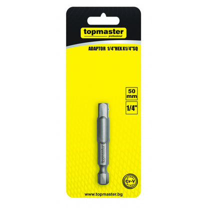 Top Master Pro Adaptor ¼" hex x ¼ patrat 50mm