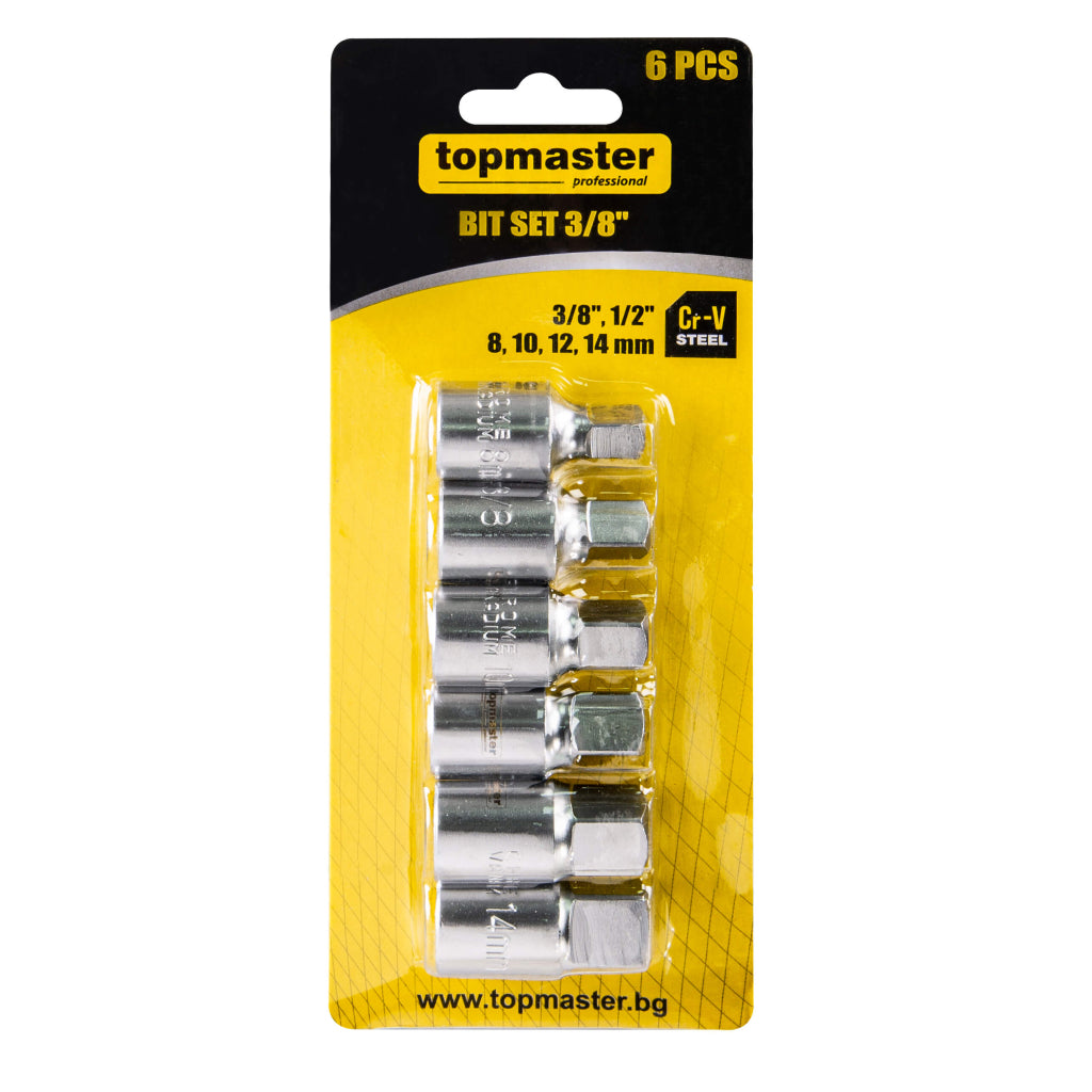 Top Master Pro Set 6 piese biti ⅜" 6 8 10 12mm cu adaptor clichet  ½" TMP