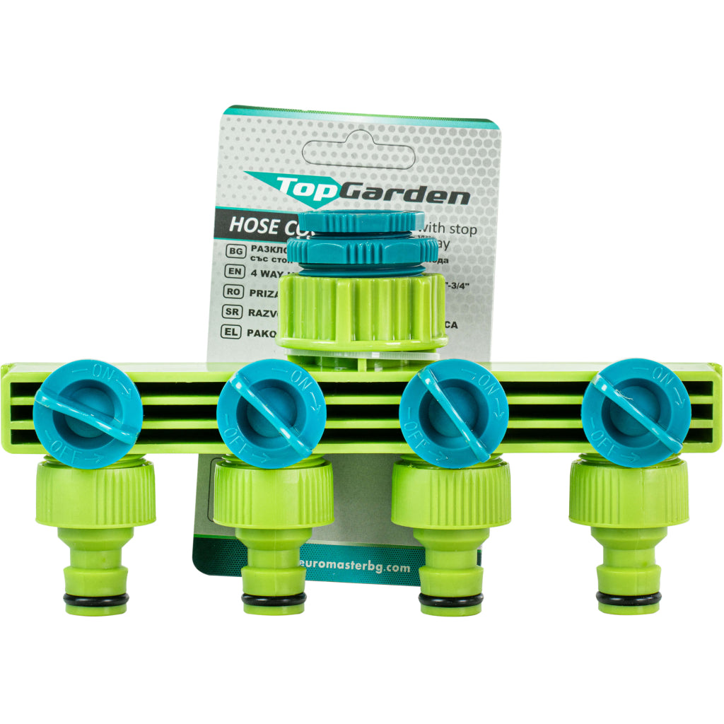 Top Garden Robinet furtun de gradina 4 cai cu stop ½-¾ TG