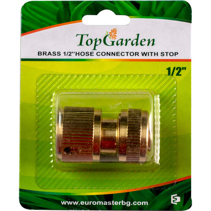 Top Garden Mufa conectoare furtun cu stop alama ½” TG