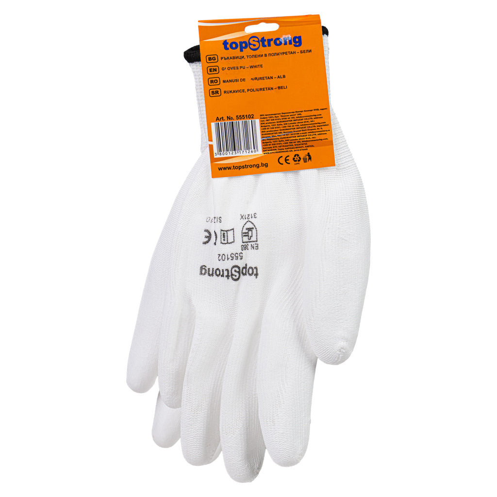 Top Strong Manusi de lucru PU M10 alb TMP