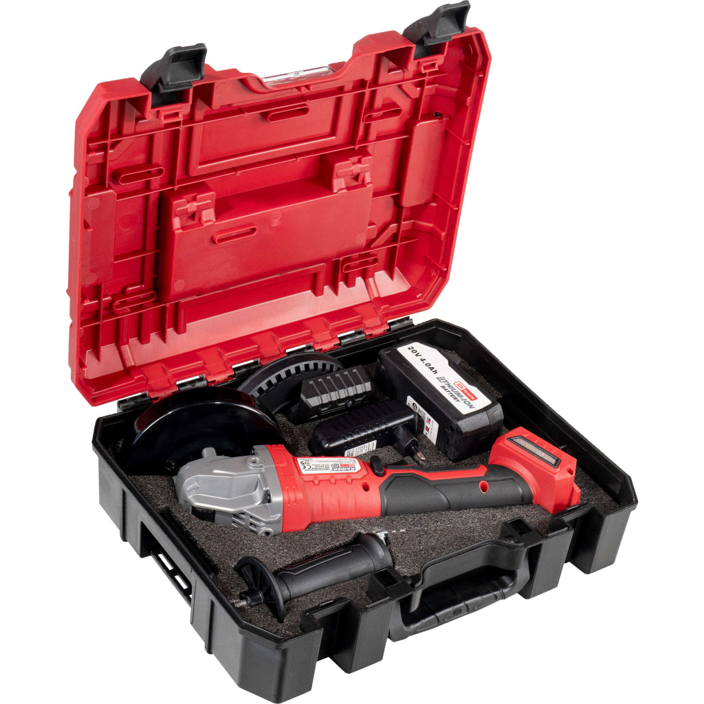 Raider R20 Polizor unghiular cu motor fara perii  Ø125mm 20V 4Ah RDP-PBAG20
