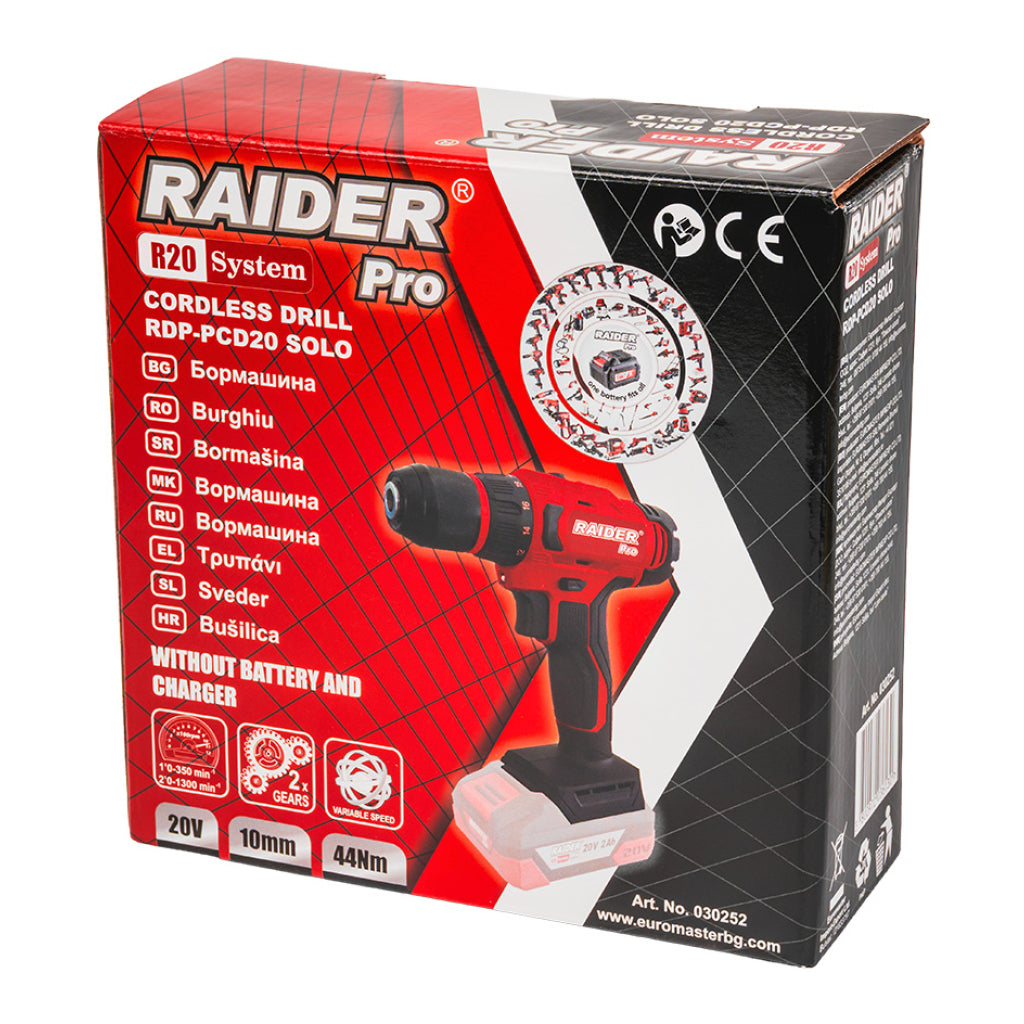 Raider R20 Masina de gaurit cu percutie 20V SOLO 44Nm RDP-PCD20 - R20 - O baterie, multe posibilitati!