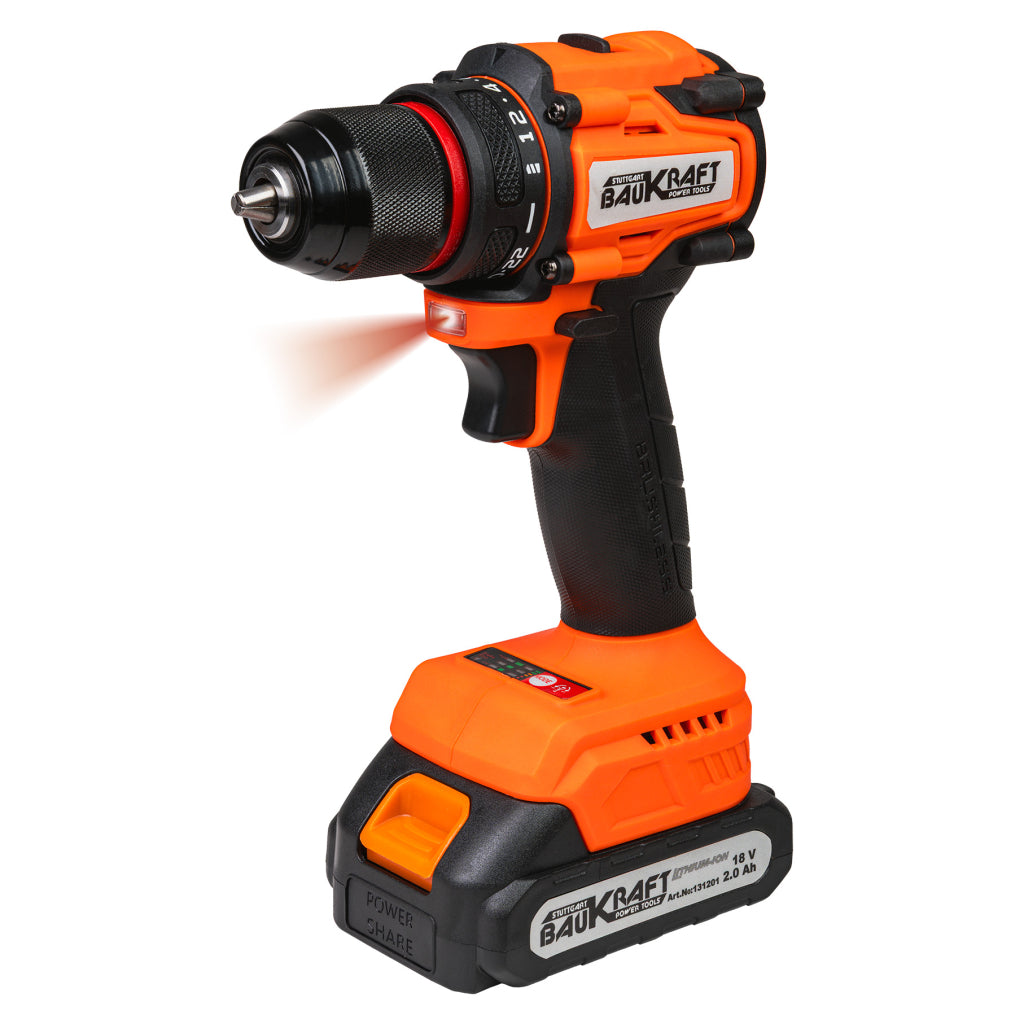 Baukraft Masina de gaurit si insurubat 18V 2.0Ah 40Nm BL BK-BCD40