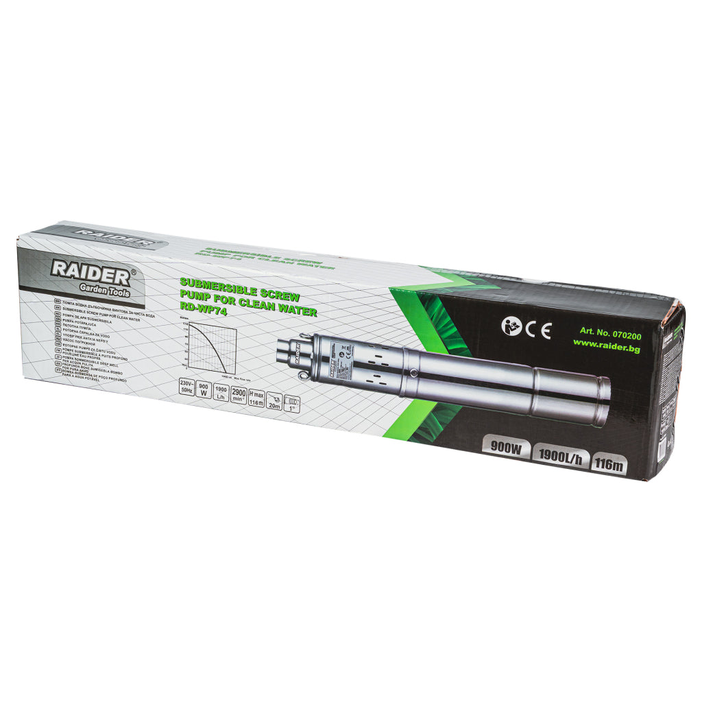 Raider Pompa submersibila cu snec 900W 1" 20-116m 1900l/h RD-WP74