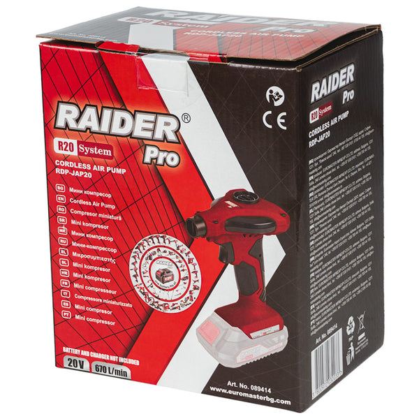 Raider R20 Pompa de aer si suflu cu presiune 20V 7 bari 670L/min SOLO RDP-JAP20