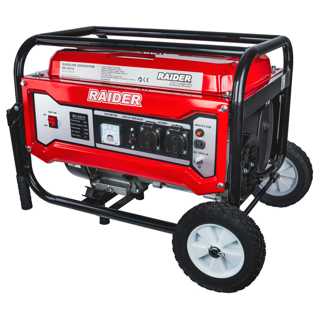 Raider Generator pe benzina 3kW cadru cu roti RD-GG18