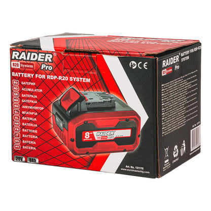 R20 Acumulator Li-ion 20V 8.0 Ah compatibil cu intreaga gama Raider R20 - R20 - O baterie, multe posibilitati!