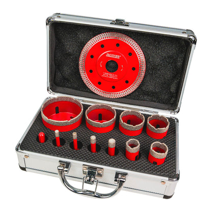 Raider Accessories Set 11 carote diamantate M14 ø6-68mm si disc cutie aluminiu