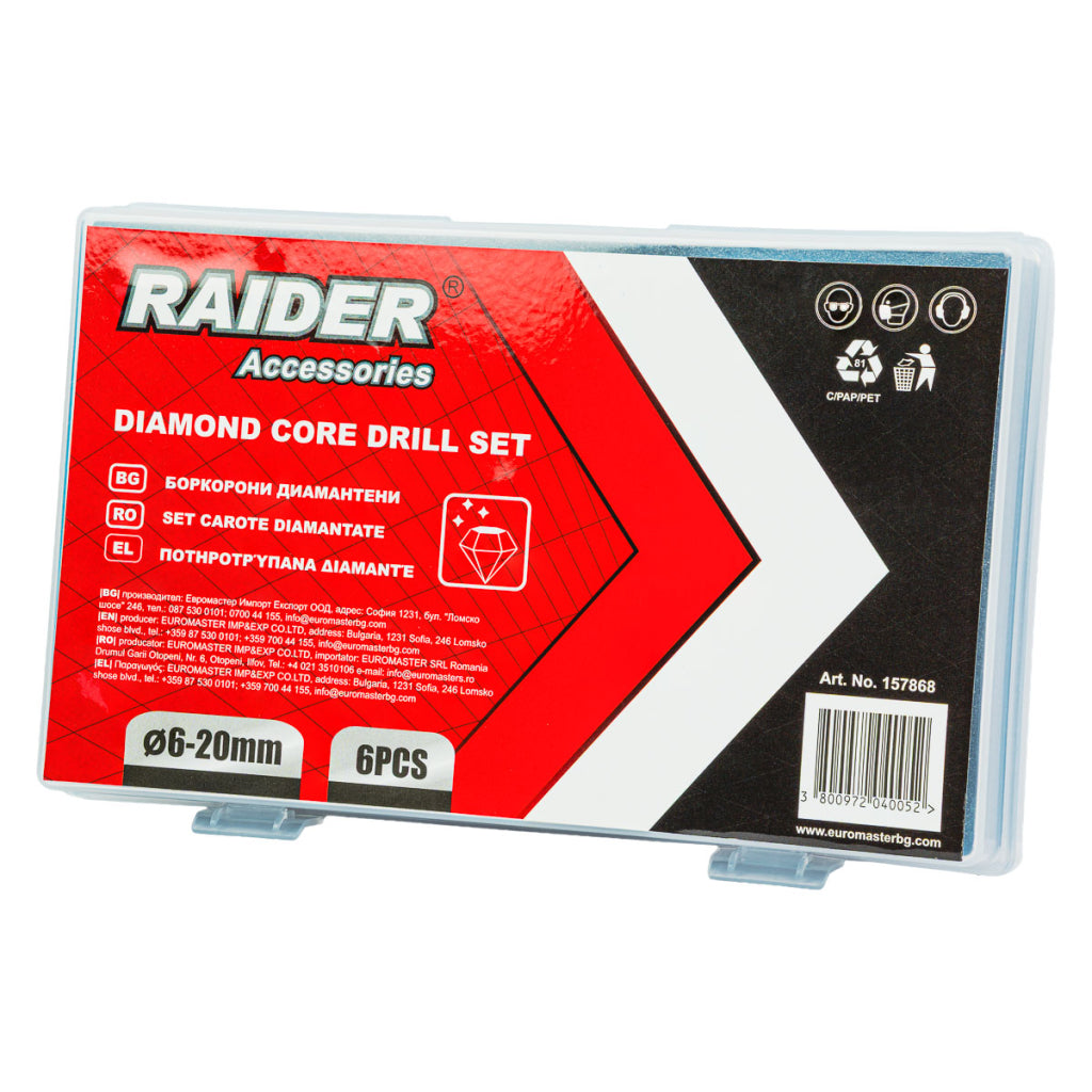 Raider Accessories Set 6 carote diamantate M14 ø6-20mm cutie plastic