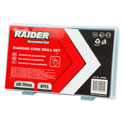 Raider Accessories Set 6 carote diamantate M14 ø6-20mm cutie plastic