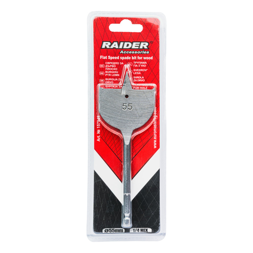 Raider Accessories Burghiu lemn plat hex ¼ ø55mm