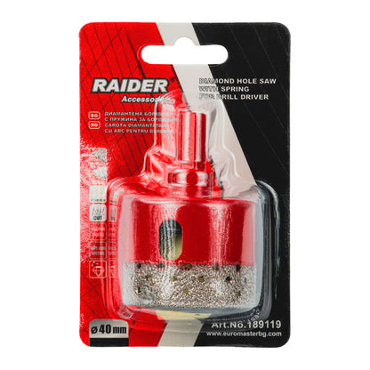 Raider Accessories Carota diamantata cu arc pentru Carotare umeda HEX Ø40mm