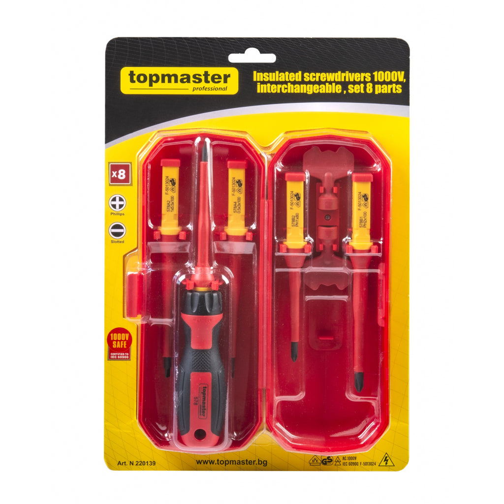 Top Master Pro Set 8 surubelnite izolate 1000V VDE CRV TMP