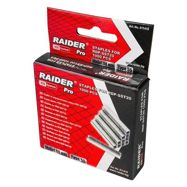 Raider Set 1000 de capse galvanizate tip 55 1.08mm 14-25mm pentru capsator electric