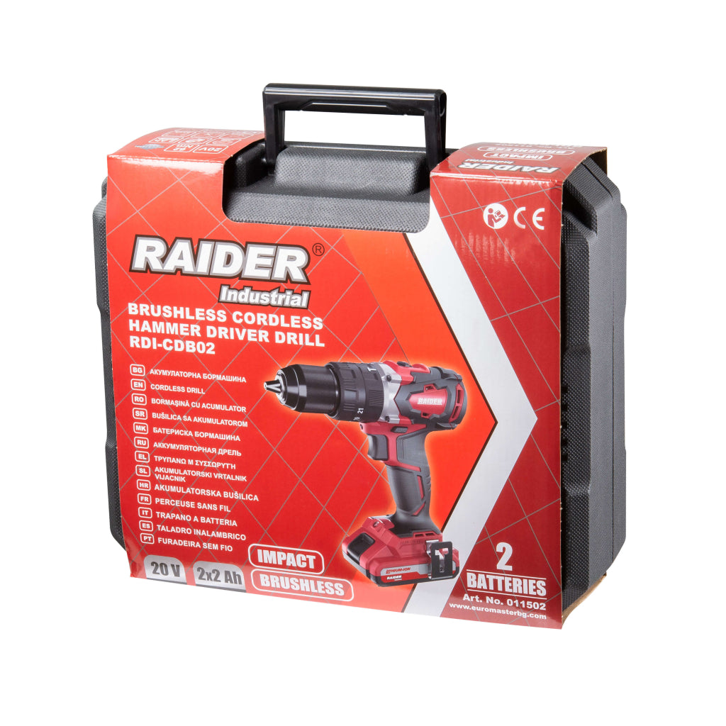 Raider Industrial Masina de gaurit cu percutie 20V 2x2Ah 62Nm RDI-CDB02