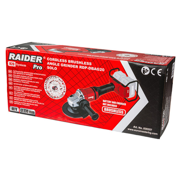 Raider R20 Polizor unghiular Ø230mm 40V SOLO RDP-DBAG20