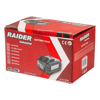 Raider Industrial Acumulator Li-ion 20V x 6.0Ah RDI