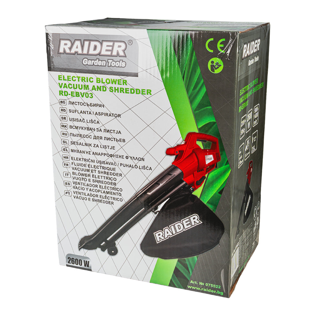 Raider Suflanta frunze cu aspirare si tocator 2600W RD-EBV03