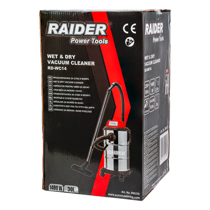 Raider Aspirator umed/uscat 1400W 30L Inox RD-WC14