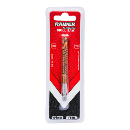 Raider Accessories Burghiu metal HSS+TIN 8.0mm cu freza decupat 1/4 HEX