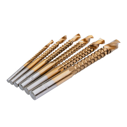 Set 6 burghie tip freza combinata HSS TiN 1/4" CYL Ø3-8mm