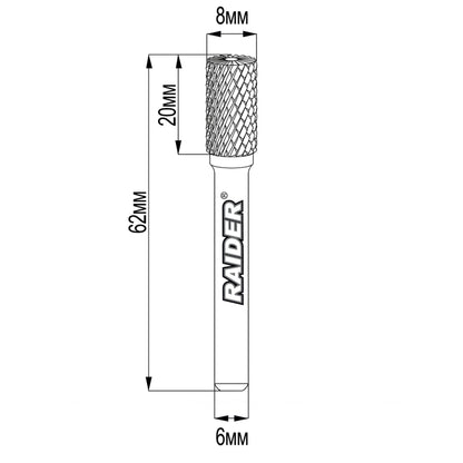 Raider Accessories Freza debavurare Tungsten Carbon tip AX ø08x20 ø6mm RDP