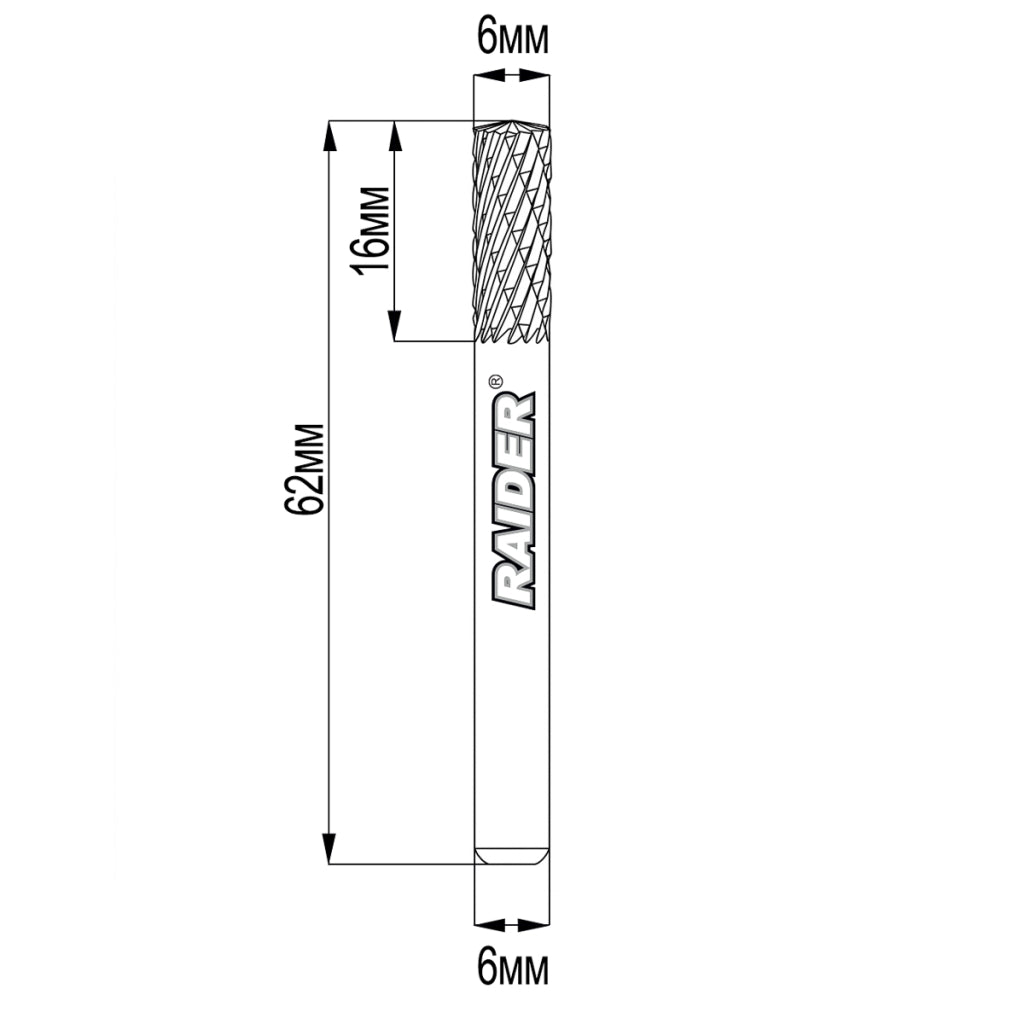 Raider Accessories Freza debavurare Tungsten Carbon tip BX ø06x16 ø6mm RDP