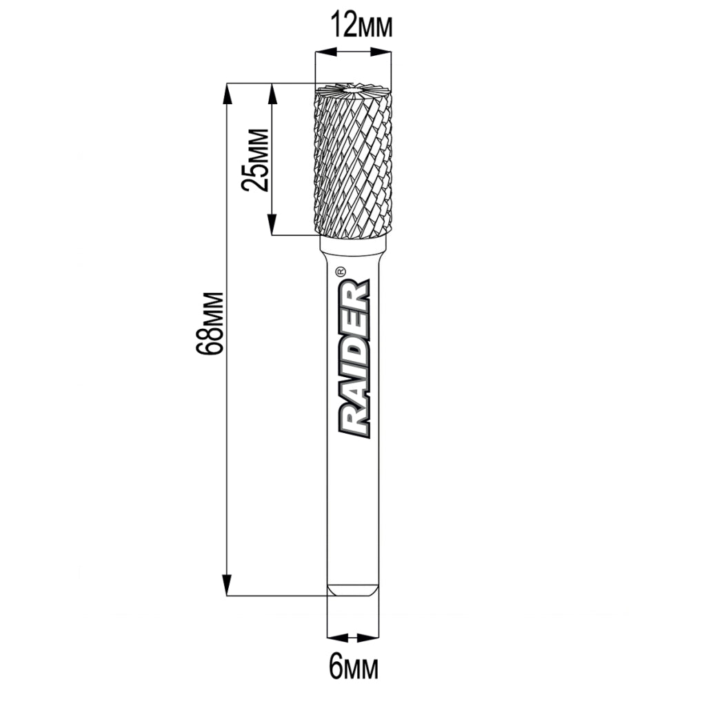 Raider Accessories Freza debavurare Tungsten Carbon tip BX ø12x25 ø6mm RDP