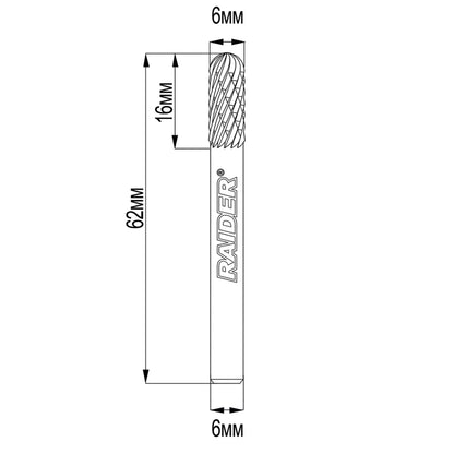 Raider Accessories Freza debavurare Tungsten Carbon tip CX ø06x16 ø6mm RDP