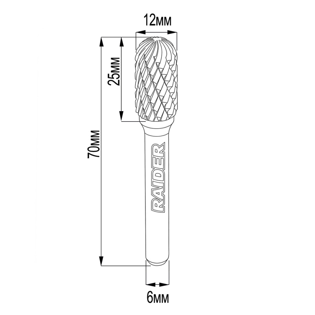Raider Accessories Freza debavurare Tungsten Carbon tip CX ø12x25 ø6mm RDP
