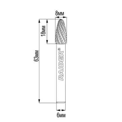 Raider Accessories Freza debavurare Tungsten Carbon tip FX ø08x18 ø6mm RDP