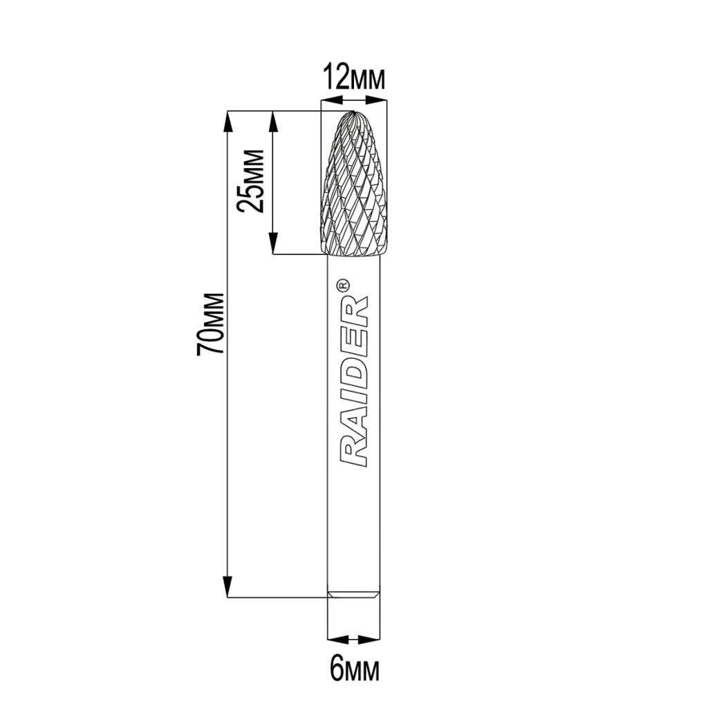 Raider Accessories Freza debavurare Tungsten Carbon tip FX ø12x25 ø6mm RDP