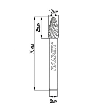 Raider Accessories Freza debavurare Tungsten Carbon tip FX ø12x25 ø6mm RDP
