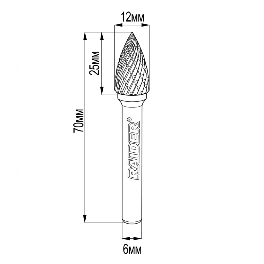 Raider Accessories Freza debavurare Tungsten Carbon tip GX ø12x25 ø6mm RDP