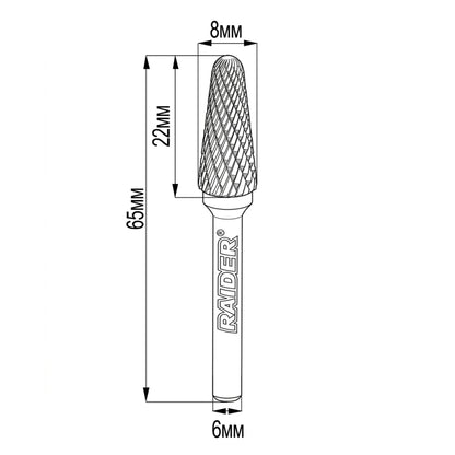 Raider Accessories Freza debavurare Tungsten Carbon tip LX ø08x22 ø6mm RDP