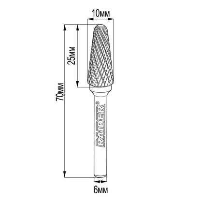 Raider Accessories Freza debavurare Tungsten Carbon tip LX ø10x25 ø6mm RDP