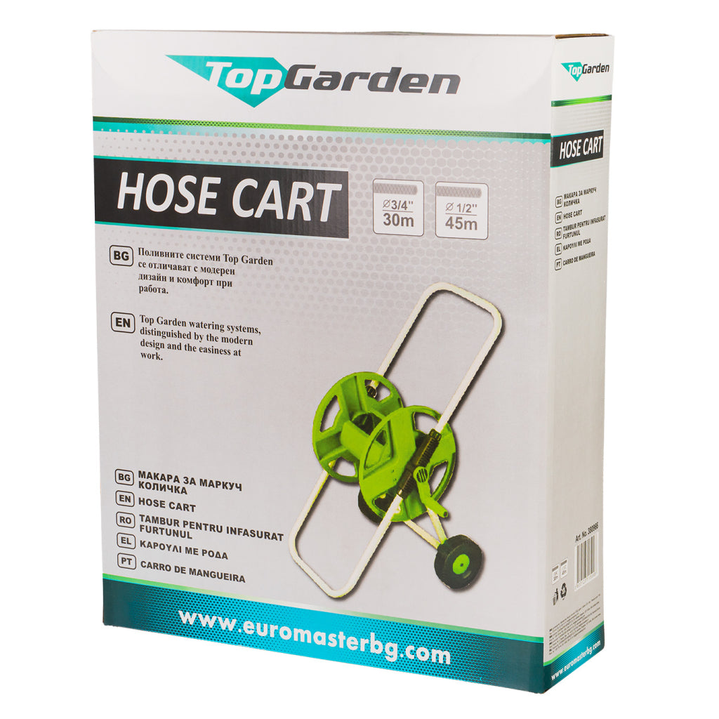 Top Garden Derulator tambur pentru furtun cadru metalic si roti 45m TG
