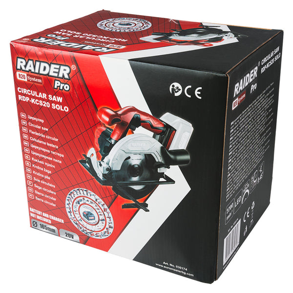 Raider R20 Fierastrau circular de mana 20V Ø165x20mm SOLO RDP-KCS20