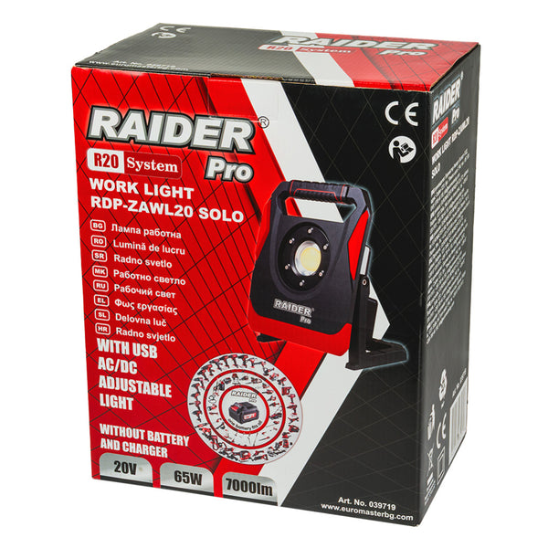 Raider R20 Lampa lucru 20V / 230V 65W 7000lm dimabila USB SOLO RDP-ZAWL20