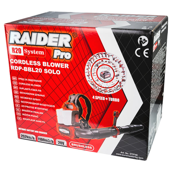 Raider R20 Suflanta frunze 40V 252km/h 1100m3/h vit. var. SOLO RDP-BBL20