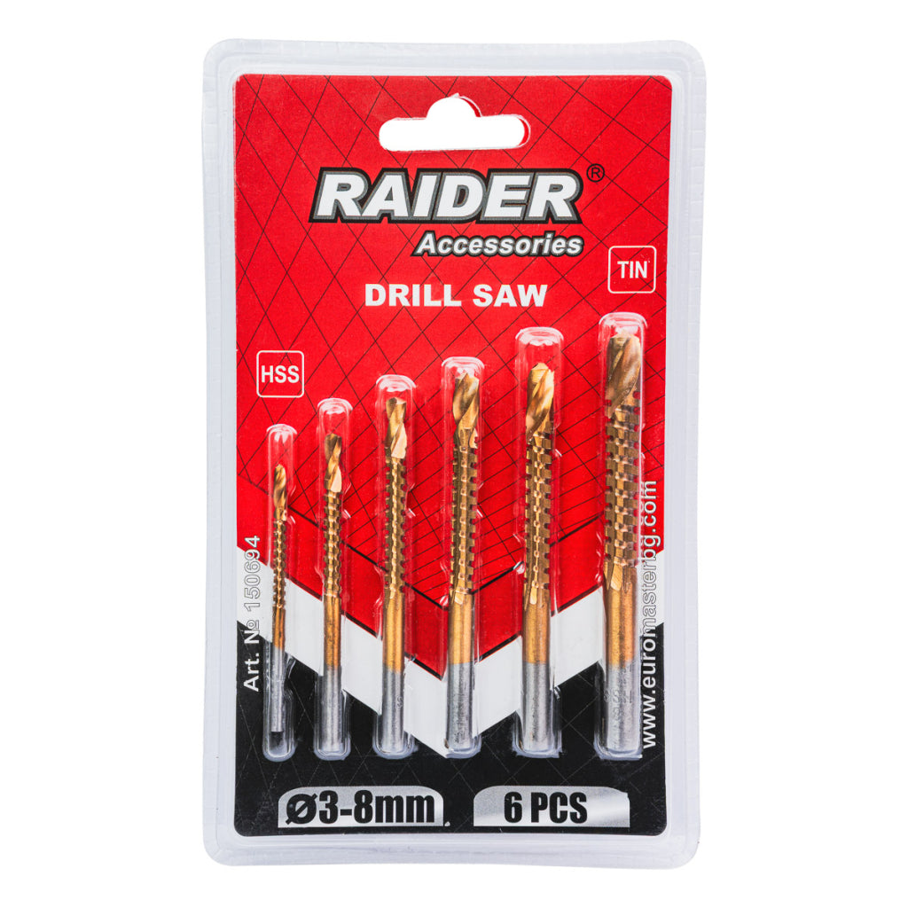 Set 6 burghie tip freza combinata HSS TiN 1/4" CYL Ø3-8mm