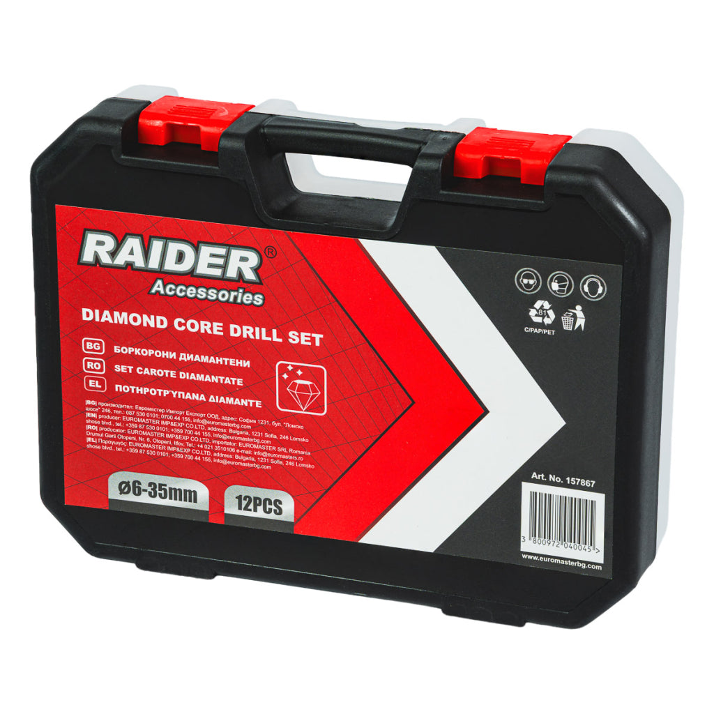 Raider Accessories Set 12 carote diamantate M14 ø6-35mm cutie aluminiu