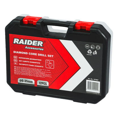 Raider Accessories Set 12 carote diamantate M14 ø6-35mm cutie aluminiu