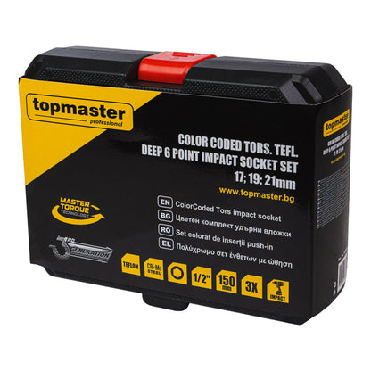 Top Master Pro Set 3 tubulare adanci de impact ½" x 17 19 21mm protectie prezoane