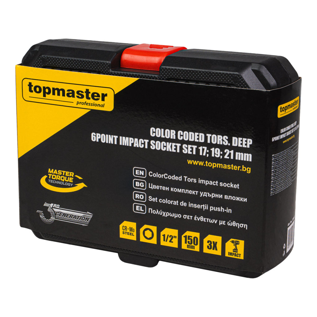 Top Master Pro Set 3 tubulare adanci de impact ½" x 17 19 21mm protectie prezoane P