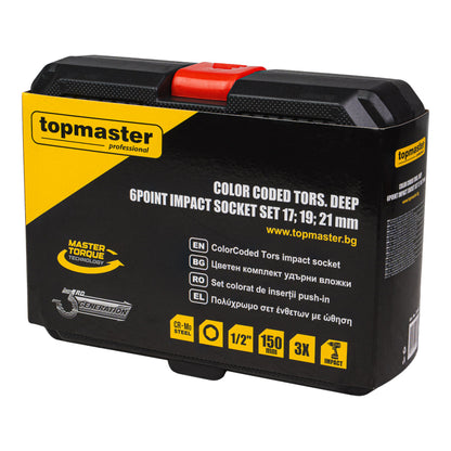 Top Master Pro Set 3 tubulare adanci de impact ½" x 17 19 21mm protectie prezoane P