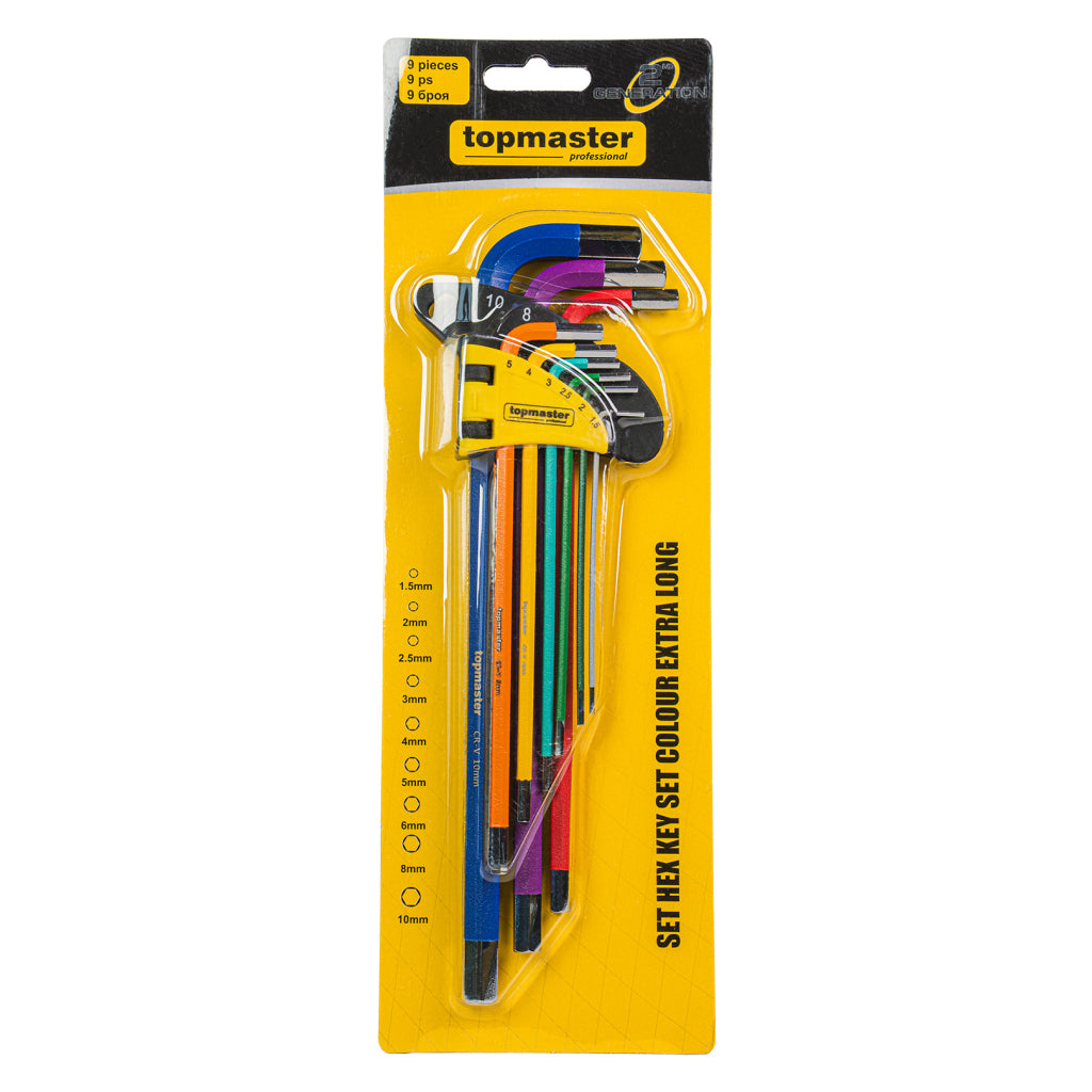 Top Master Pro Set 9 chei imbus HEX 1.5-10 80-207mm COLOR CRV TMP
