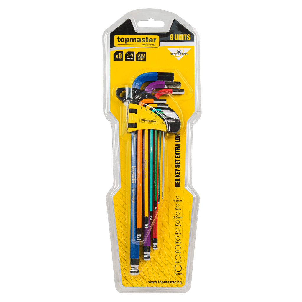 Top Master Pro Set 9 chei imbus HEX 1.5-10 80-207mm cu bila COLOR CRV TMP